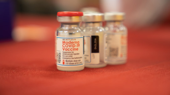 Targeted by Russian disinformation: Vials of the Moderna COVID-19 vaccine.