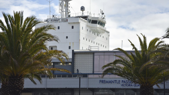 Six crew members of sheep carrier the Al Kuwait have been diagnosed with COVID-19. Al Kuwait seen here docked in Fremantle, May 26, 2020. 