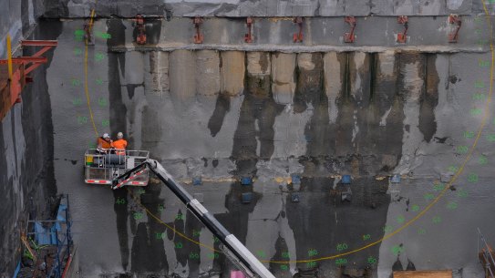 Working on the West Gate tunnel in Footscray last week.