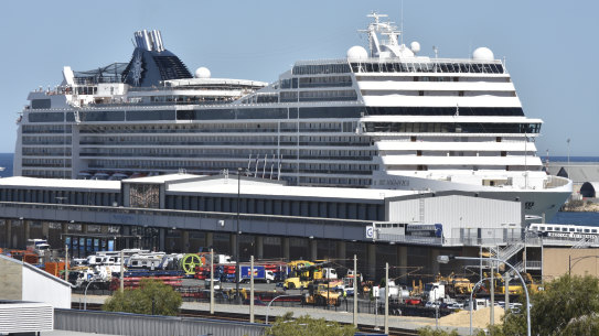 MSC Magnifica docked in Fremantle Tuesday March 24 2020. 