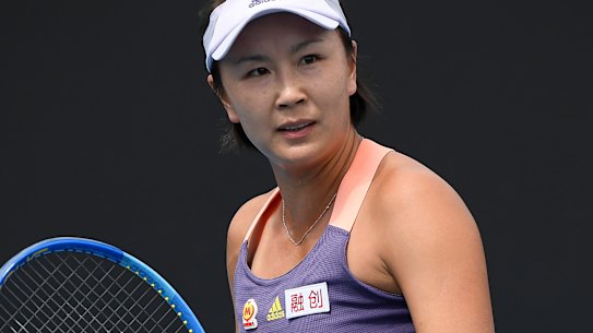 Chinese tennis star Peng Shuai at the Australian Open in 2020. 