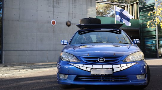 Finland’s Ambassador to Australia Arto Haapea’s ‘Happiest Car in the World’.