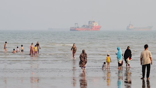 The Strait of Hormuz near Bandar Abbas on Monday.