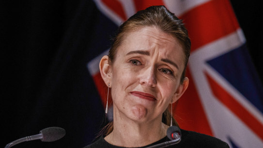 New Zealand Prime Minister Jacinda Ardern listens to a question during a COVID-19 update after locking the country down last week when one case was recorded. 