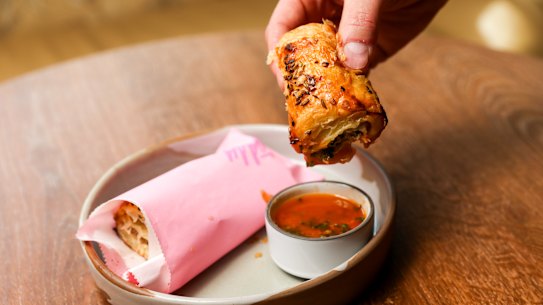 Teddy’s pork and crayfish sausage roll.