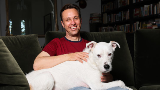 Markus Zusak with his dog Frosty.