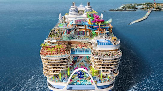 A rendering of the gargantuan Icon of the Seas.