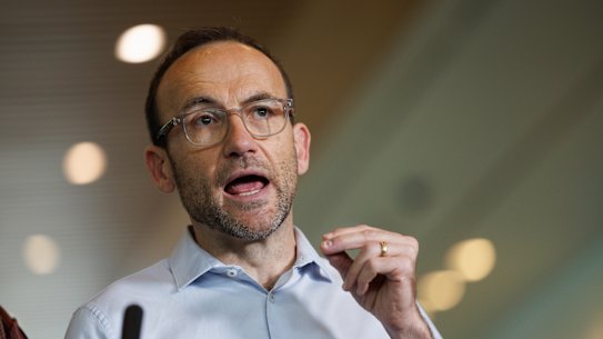 Greens leader Adam Bandt announcing he had struck a deal with the government to pass the climate legislation.