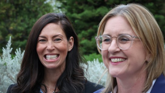 New cabinet minister Luba Grigorovitch with Victorian Premier Jacinta Allan on Tuesday.