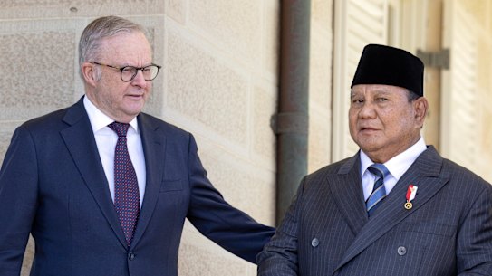 Prime Minister Anthony Albanese and Indonesian President Prabowo Subianto are at the Admiralty Building today.