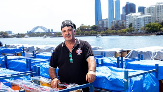 New Year’s Eve Fireworks Director, Fortunato Foti aboard one of the firework barges at the Glebe Island site ahead of New Years Eve in Sydney on December 27, 2024. Photo: Dominic Lorrimer