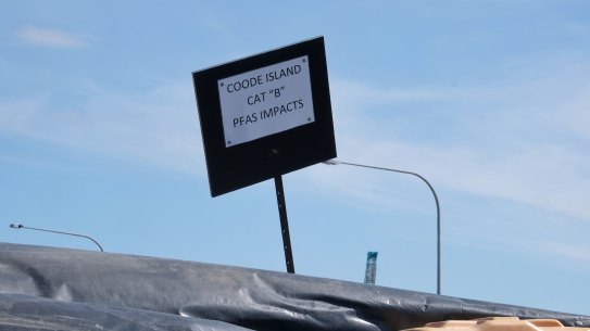 A stockpile of PFAS-contaminated soil on Mackenzie Road, West Melbourne.