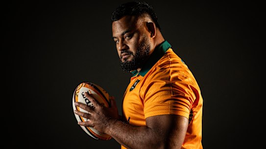 SYDNEY, AUSTRALIA - JUNE 24: Taniela Tupou poses for a portrait during an Australian Wallabies portrait session.