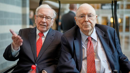 Berkshire Hathaway chairman Warren Buffett with long-time business partner Charlie Munger.