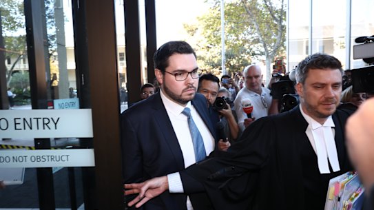 Bruce Lehrmann leaves the Federal Court in Sydney after losing his defamation suit.