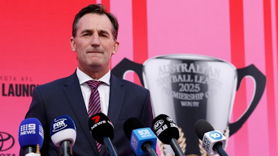 Andrew Dillon fronts the media to explain the AFL’s rescheduling of the Queensland games in opening round.