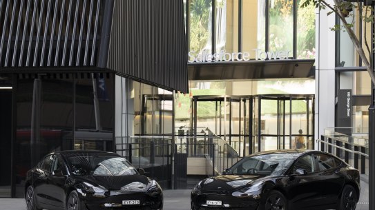 Tesla car share service has been launched for tenants at Lendlease’s Salesforce Tower in Sydney Place, Sydney