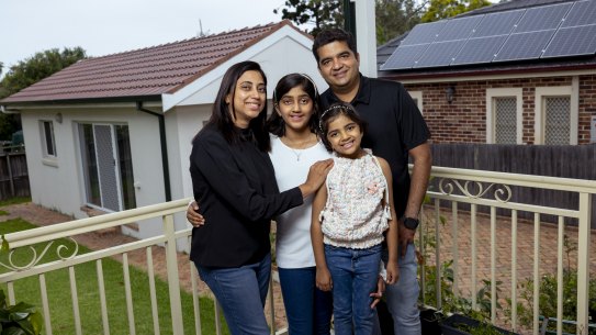 Rohan Borawake with his wife Purva and daughters Reva and Bani (youngest).