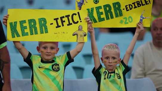 Fans at Accor Stadium for the Asian Cup final.