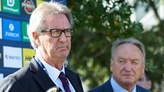 Demons president Steven Smith fronted the media on Wednesday alongside interim CEO Brian Cook.