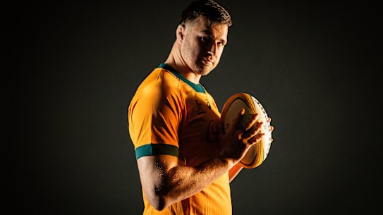 SYDNEY, AUSTRALIA - JUNE 24: Nick Frost poses for a portrait during an Australian Wallabies Portrait Session at NEP Studios on June 24, 2025 in Sydney, Australia. (Photo by Darrian Traynor/Getty Images) Wallabies second rower Nick Frost.