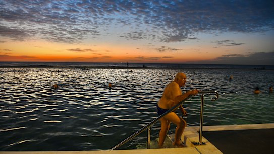 Peter Wickham arises most mornings at 3am to drive from his home in Maitland to Newcastle Baths for his morning swim.
