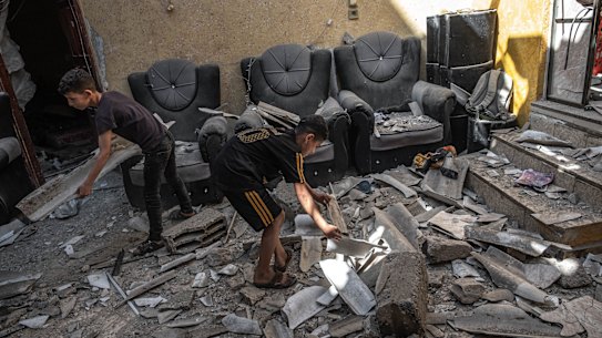 Damage inside homes in North Gaza City. 