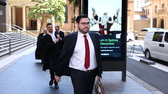 Bruce Lehrmann outside the Federal Court in Sydney on December 15.