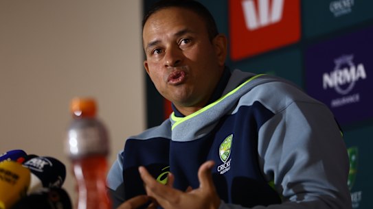 Usman Khawaja at his retirement announcement.