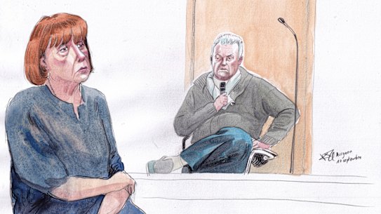Gisèle Pelicot, left, and her ex-husband Dominique Pelicot, right, during his rape trial, at the Avignon courthouse, in Avignon, southern France.