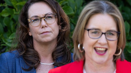 Victorian Treasurer Jaclyn Symes, pictured with Premier Jacinta Allan, has sought advice about her government’s use of treasurer’s advances. 