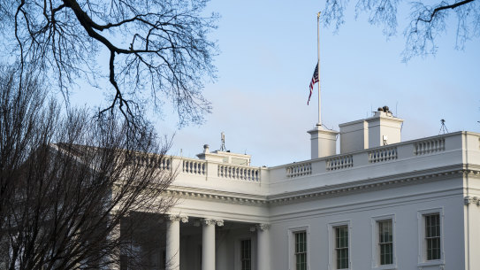 The flag above the White House is lowered to half-mast.