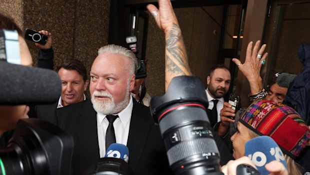 Kyle Sandilands leaving the Federal Court in late March, 2026.