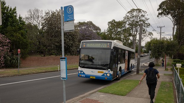The bus stop at Evans Road in Rooty Hill has no cover for a hot day.