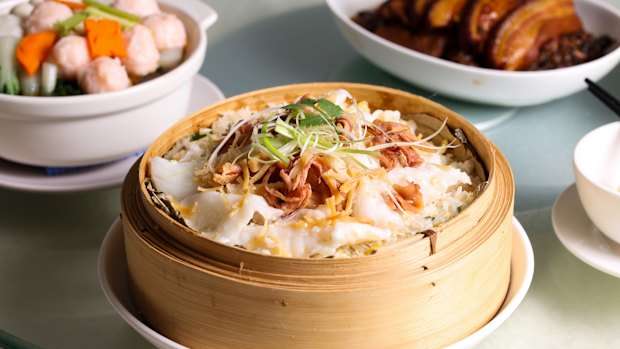 ‘Fishman steamed rice’ is a signature, with dried prawns, scallops, toothfish and fresh squid.