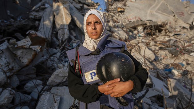 Freelance journalist Mariam Dagga, who had been working with Associated Press and other outlets, poses for a portrait last year.