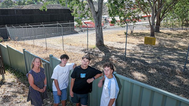 Narelle Lawton and her sons at their Yallambie home.
