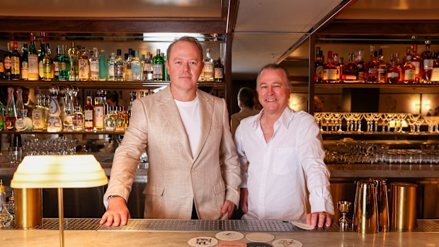 Bobbie’s co-owners Linden Pride (left) and Neil Perry at their new bar last year.