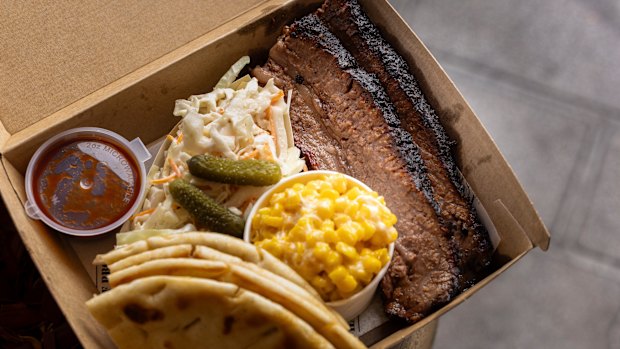 The brisket box at Hatz Off BBQ, Taren Point. 