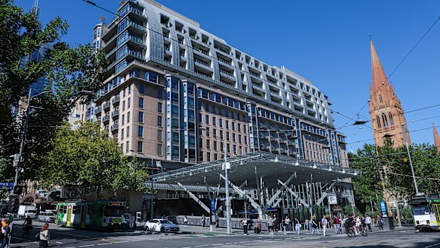 The new roof at the entrance to Town Hall station at City Square is at the centre of the compensation dispute.