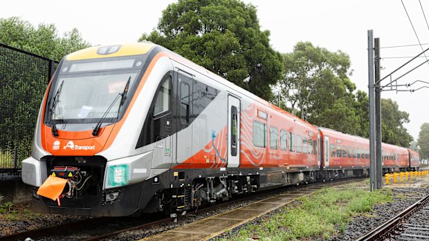 One of the first long-distance regional passenger trains at an Auburn rail maintenance centre