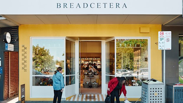 Outside Malvern’s new bakery, Breadcetera.