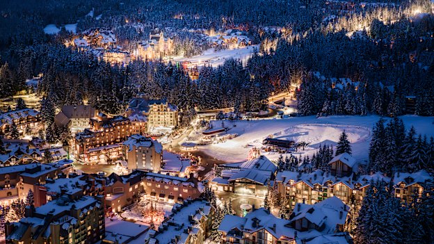 Whistler at night: a winter wonderland.