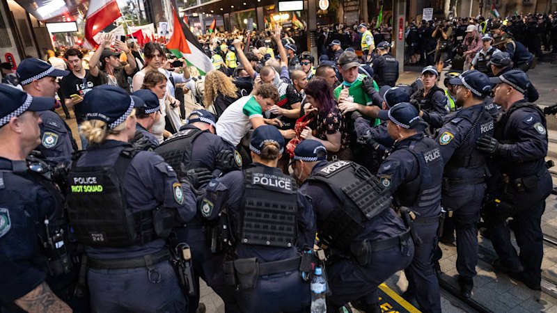 NSW Police actions in Sydney CBD defended by Chris Minns; Greens MP Abigail Boyd claims she was beaten