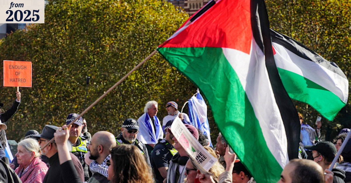 Israel Palestine 2025: Police investigate Palestine protest sign for ...