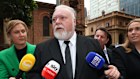 Kyle Sandilands arriving at the Federal Court for the start of his lawsuit against Kiis FM owner ARN Media.
