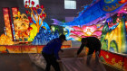 A Chinese worker makes new year lanterns at a factory in Weifang in eastern China’s Shandong province.