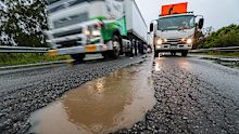 One of the potholes that caused damage to multiple cars on Monday.