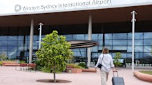 On a dry run to Western Sydney International Airport, two days before opening.