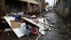 Debris sits piled up outside businesses affected by the floods in Lismore in March 2022.